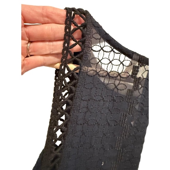 Free People Wherever You Go Mini Dress Size 4 Navy Blue Babydoll Lace Crochet - Picture 11 of 14